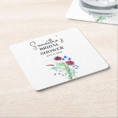 ハスの花 紫の花 スコットランドのボヘミアンスタイルの結婚前お祝い スクエアペーパーコースター (アングル)