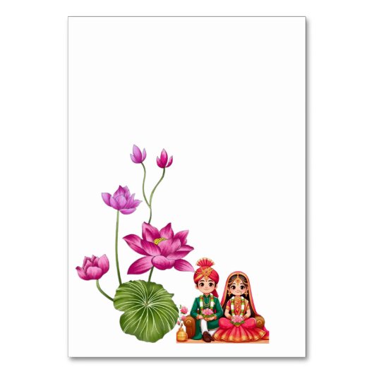 ハスの花、結婚式の新郎新婦の写真 テーブルナンバー (正面)