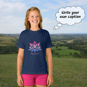 ハスの花 青 ピンク オーダーメイド テキスト Tシャツ