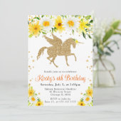 ハスの花 黄色 花飾り ゴールド ユニコーン 誕生日パーティー 招待状 (スタンド正面)