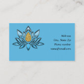 ハスエレガントフラワーブルーシルバー金ゴールド禅ヨガ 名刺 (裏面)