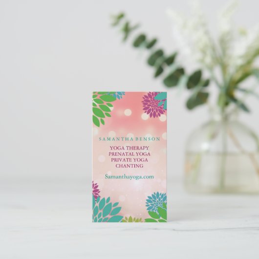ハスエレガントフラワーロゴヨガヒーリングヘルスブシ 名刺 (スタンド正面)