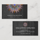 ハスエレガントフラワーロゴヨガ木製背景 名刺 (正面/裏面)