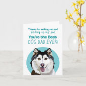 ハスキーおもしろいの父の日 カード (黄色い花)