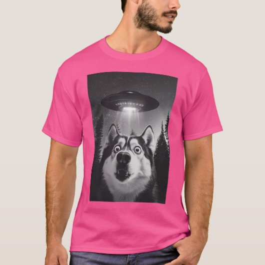 ハスキーおもしろいウフソフセルフィー Tシャツ (正面)
