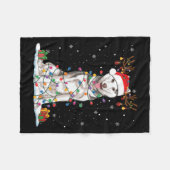 ハスキーおもしろいドッグツリークリスマスライトクリスマスパジャマ フリースブランケット (正面(横))