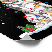 ハスキーおもしろいドッグツリークリスマスライトクリスマスパジャマ ポスター (角)