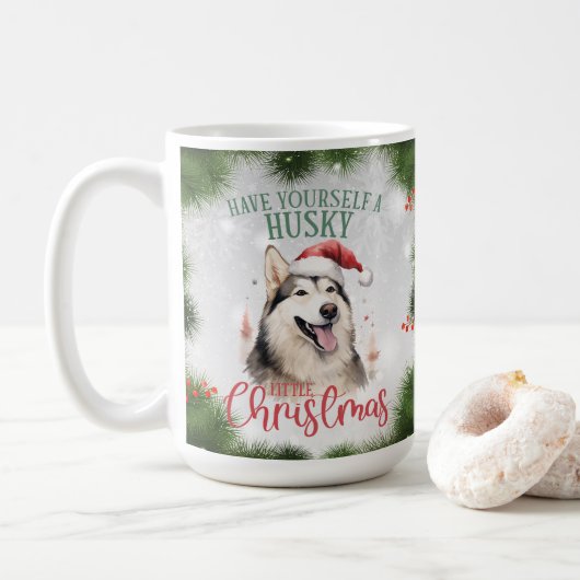 ハスキーおもしろい犬プンクリスマスコーヒーマグ コーヒーマグカップ (ドーナツ)