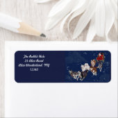 ハスキーがサンタのソリを引っ張るおもしろいパック ラベル (インサイチュ)