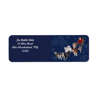 ハスキーがサンタのソリを引っ張るおもしろいパック ラベル