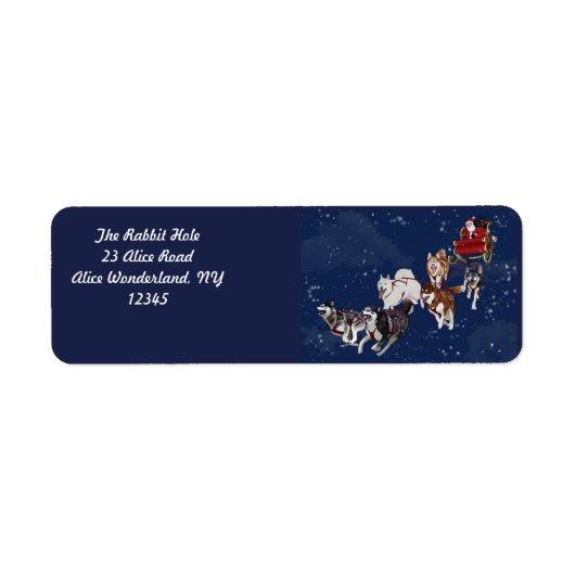 ハスキーがサンタのソリを引っ張るおもしろいパック ラベル (正面)