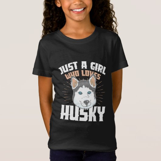ハスキーが大好きな女の子 Tシャツ (正面)