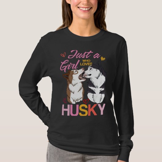 ハスキーが大好きな女の子 Tシャツ (正面)