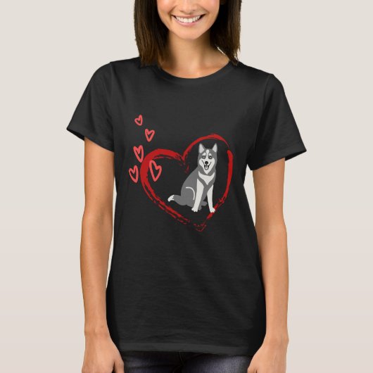 ハスキーでハートを愛する Tシャツ (正面)