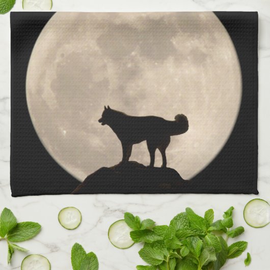 ハスキーでパーソナライズなそり犬の恋人のふきんのギフト キッチンタオル (折り畳み)