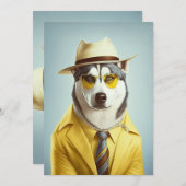 ハスキーで黄色のスーツ、帽子、サングラス シーズンカード (正面/裏面)