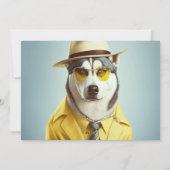 ハスキーで黄色のスーツ、帽子、サングラス シーズンカード (裏面)