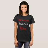 ハスキーとワインの女性 Tシャツ (正面フル)