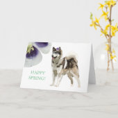 ハスキーと花のグリーティングカード カード (黄色い花)