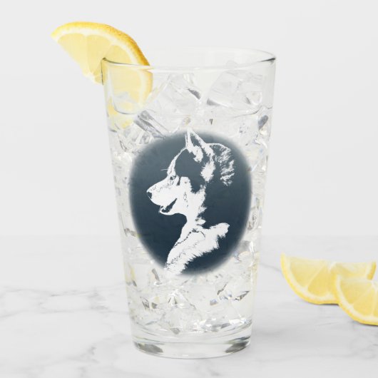 ハスキーなガラスのシベリアンハスキーの子犬ガラスは個人化なります タンブラーグラス (アイス正面)