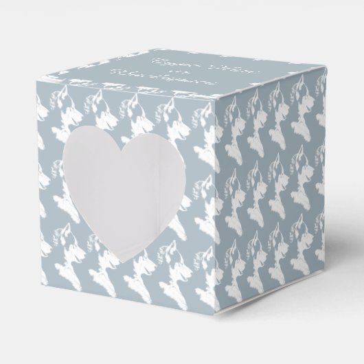 ハスキーなギフトボックスをパーソナライズかすれた子犬のギフトボックス フェイバーボックス (正面サイド)