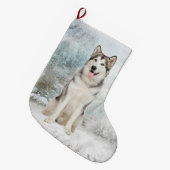 ハスキーなクリスマスのストッキング ラージクリスマスストッキング (正面 (吊り時))