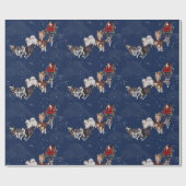 ハスキーなクリスマスの包装紙のサンタのそり ラッピングペーパー (フラット)