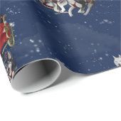 ハスキーなクリスマスの包装紙のサンタのそり ラッピングペーパー (ロールコーナー)