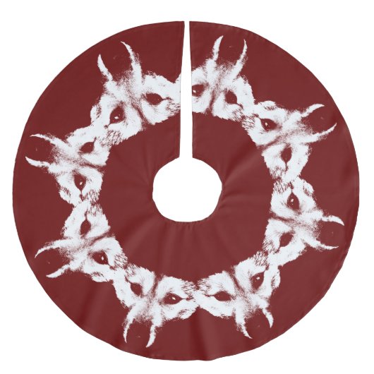 ハスキーなクリスマスツリースカートウルフアップツリースカート ブラッシュドポリエステルツリースカート (正面)