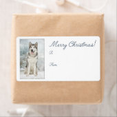 ハスキーなクリスマスプレゼントのシール ラベル (インサイチュ)