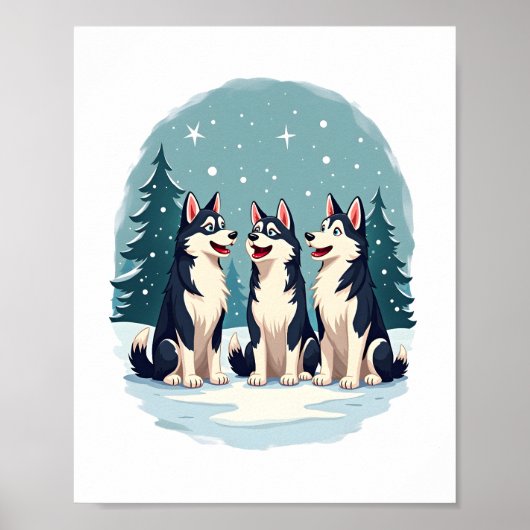 ハスキーなクリスマス合唱犬 ポスター (正面)