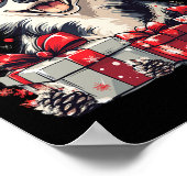 ハスキーなサンタハットおもしろいクリスマスシベリアのハスキー犬 ポスター (角)