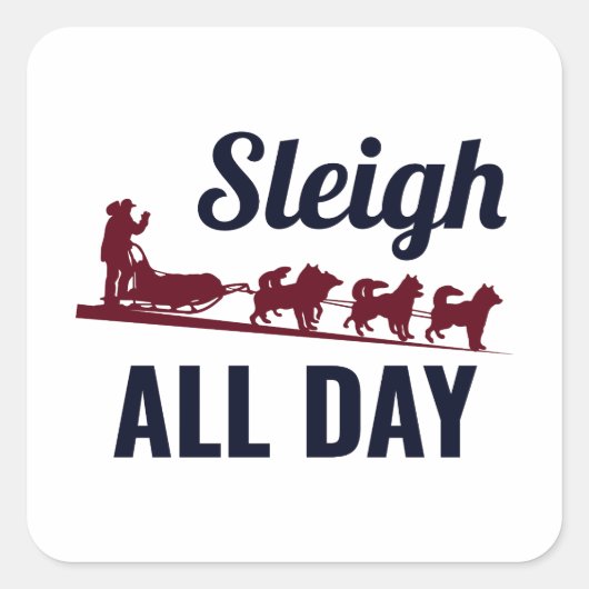 ハスキーなソリ犬レーシングアラスカンレーサー スクエアシール (正面)