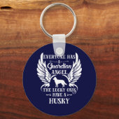 ハスキーなペット犬の守護天使 キーホルダー (正面)