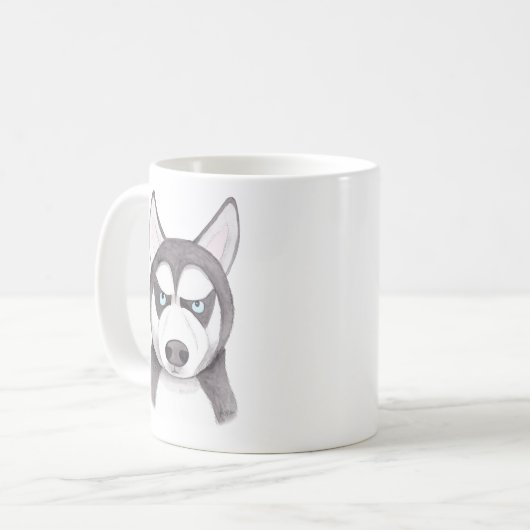 ハスキーなマグのおもしろいでハスキーな顔幸せでハスキーな犬のマグ コーヒーマグカップ (正面左)