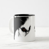 ハスキーなマグのコーヒーカップのカッコいいのシベリアンハスキーのコップ ツートーンマグカップ (正面左)