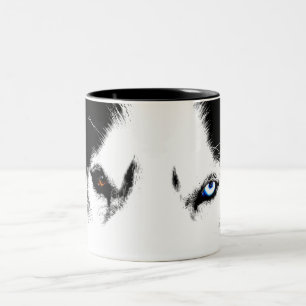 ハスキーなマグのコーヒーカップのカッコいいのシベリアンハスキーのコップ ツートーンマグカップ