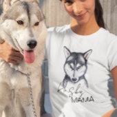 ハスキーなママかわいい水色の犬の恋人 Tシャツ