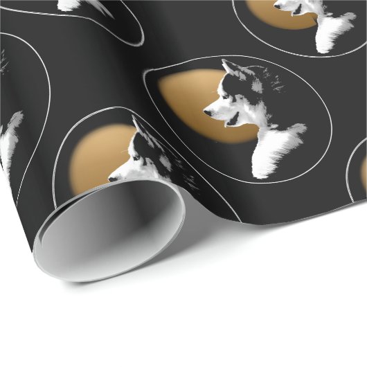 ハスキーな包装紙のクリスマスのハスキーなギフトの紙 ラッピングペーパー (ロールコーナー)