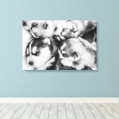 ハスキーな子犬が眠っている キャンバスプリント (インサイチュ (ウッドフロア))