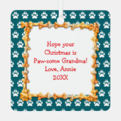 ハスキーな子犬のクリパーソナライズされたスマス メタルオーナメント (裏面)