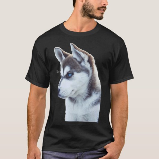 ハスキーな子犬の疑問 Tシャツ (正面)