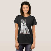 ハスキーな子犬サングラス犬の動物 Tシャツ (正面フル)