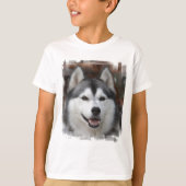ハスキーな犬の子供のTシャツ Tシャツ (正面)