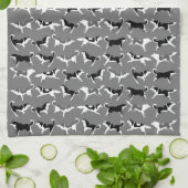 ハスキーな犬タオルのハスキーなマラミュートのふきん キッチンタオル (折り畳み)