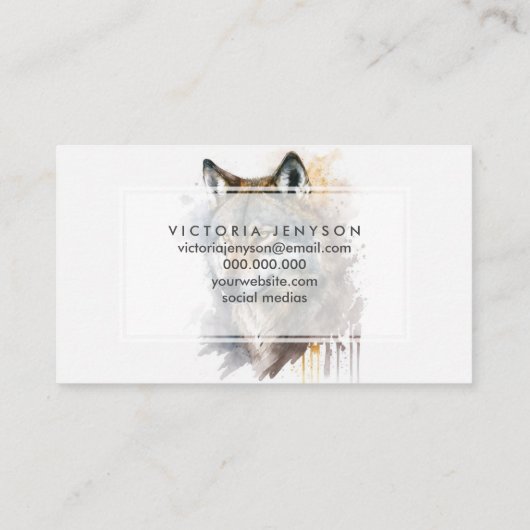 ハスキーな狼の犬の動物，美しい 名刺 (裏面)