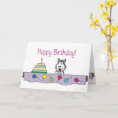 ハスキーな誕生日を共有して下さい カード (黄色い花)