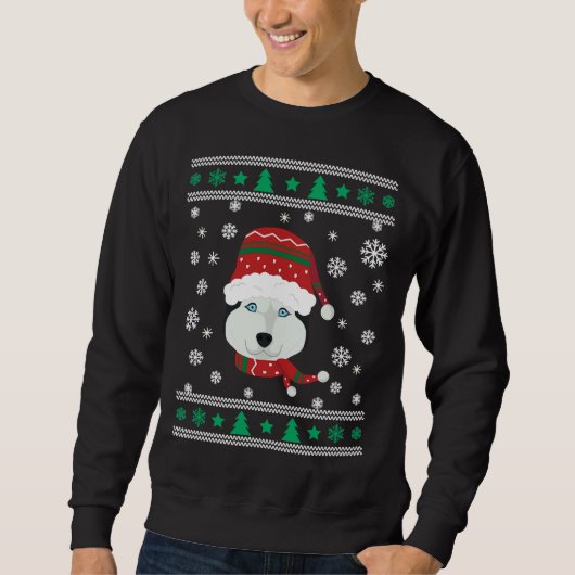 ハスキーな醜いクリスマス スウェットシャツ (正面)