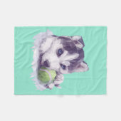 ハスキーな青 フリースブランケット (正面(横))