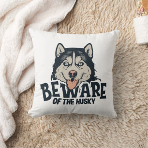ハスキーに注意 – ヴィンテージホラー映画ポスター クッション